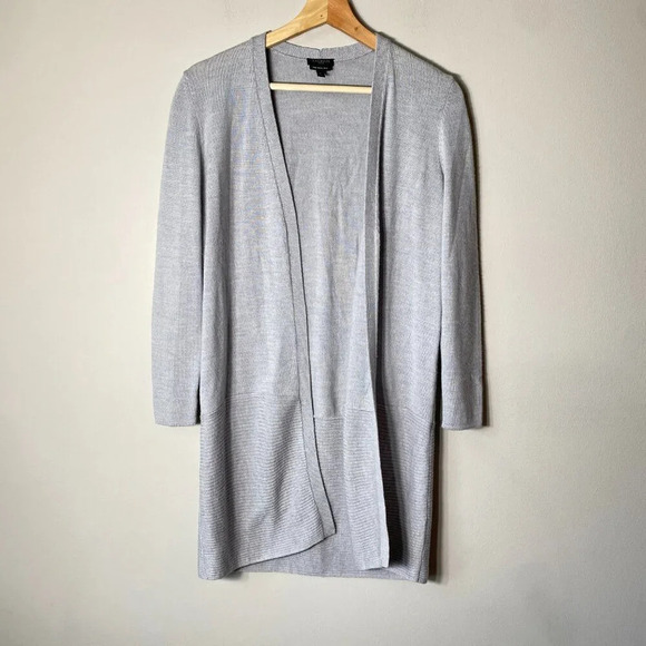 Talbots Women's Size P Petite Long Sleeve Merino Wool Knit Open Cardigan Sweater - Picture 4 of 15